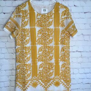 618 Six One Eight Embroidered Lined Short Sleeve Shift Tunic Dress Women Size M